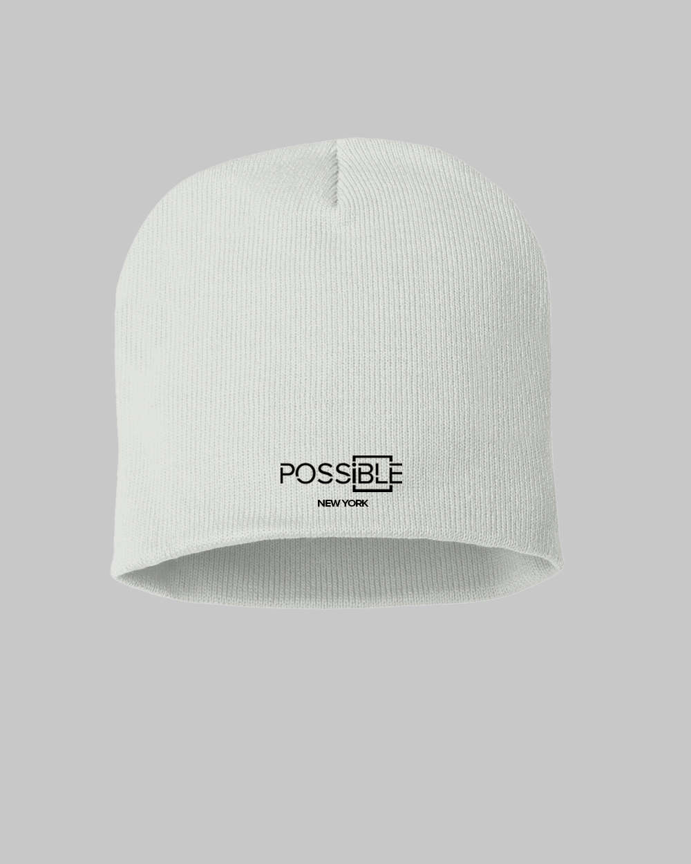 Possible Signature No Cuff Beanie-white
